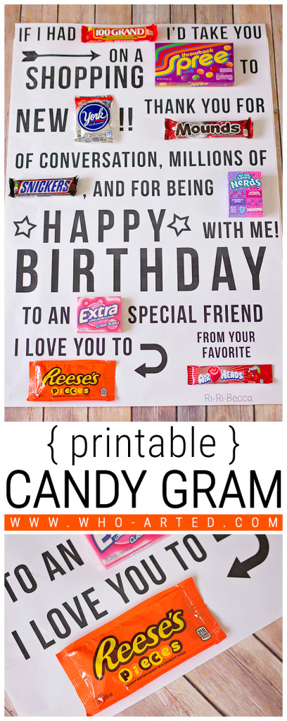Candy Gram Birthday Card {printable} - Who Arted?